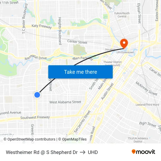 Westheimer Rd @ S Shepherd Dr to UHD map