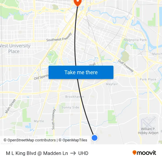 M L King Blvd @ Madden Ln to UHD map