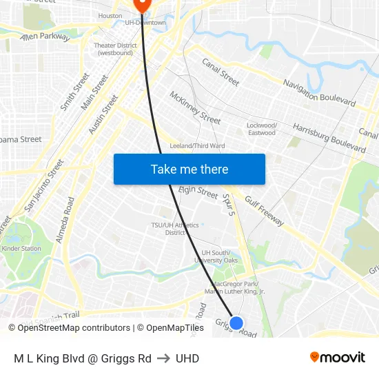 M L King Blvd @ Griggs Rd to UHD map
