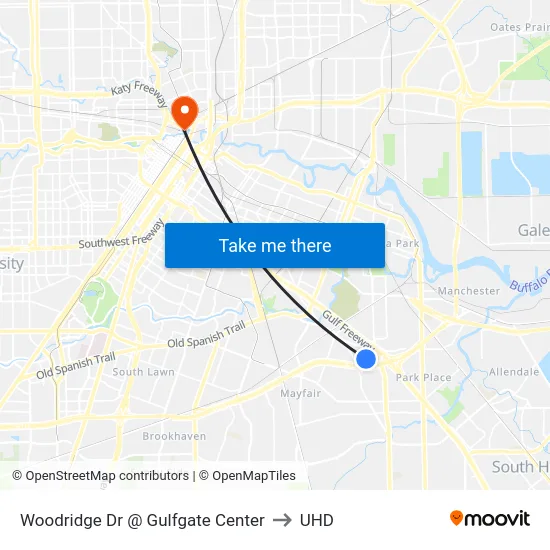 Woodridge Dr @ Gulfgate Center to UHD map
