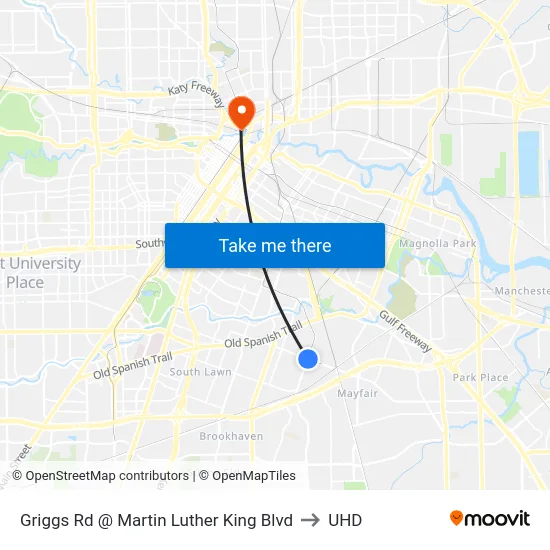 Griggs Rd @ Martin Luther King Blvd to UHD map