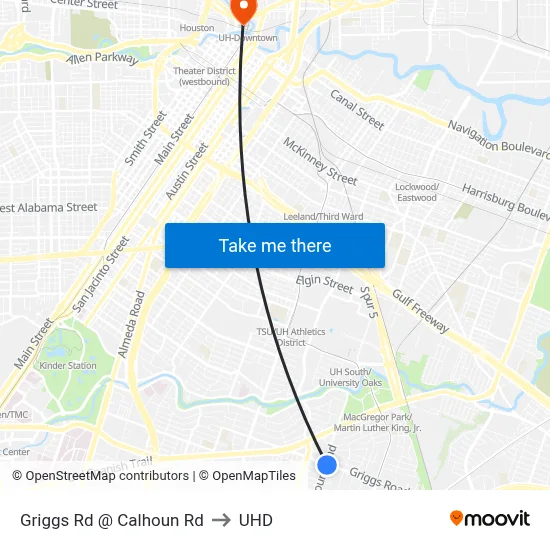 Griggs Rd @ Calhoun Rd to UHD map