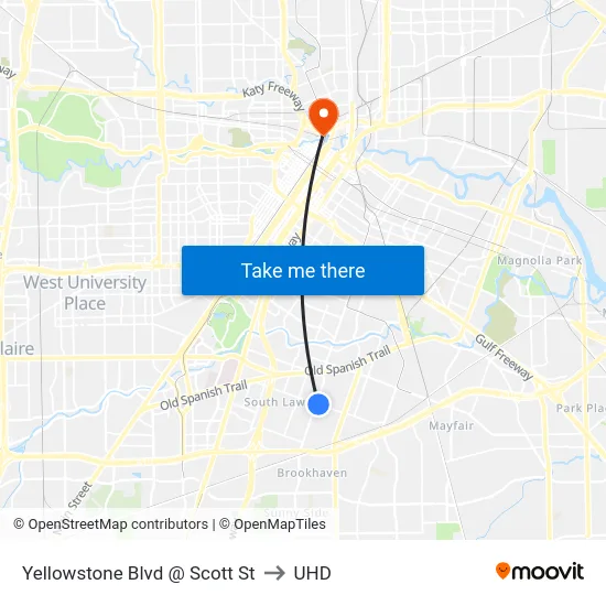 Yellowstone Blvd @ Scott St to UHD map