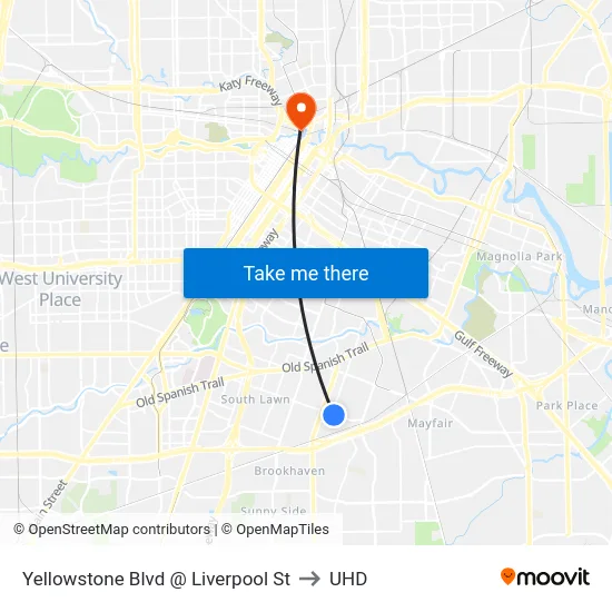 Yellowstone Blvd @ Liverpool St to UHD map