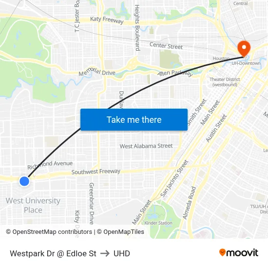 Westpark Dr @ Edloe St to UHD map