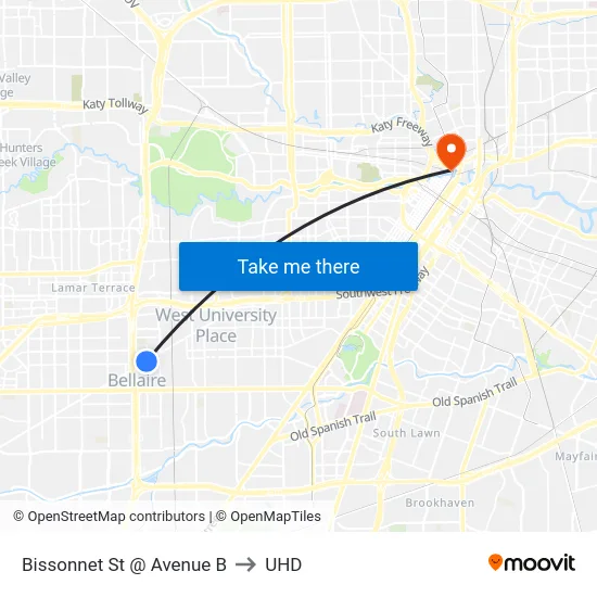 Bissonnet St @ Avenue B to UHD map