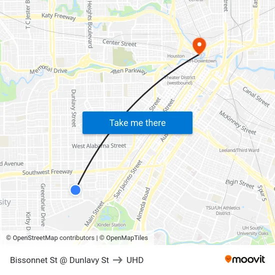 Bissonnet St @ Dunlavy St to UHD map