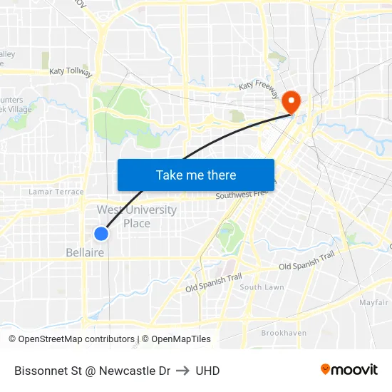 Bissonnet St @ Newcastle Dr to UHD map