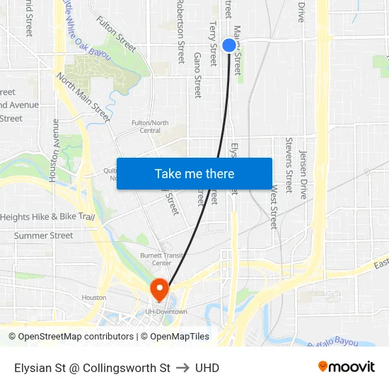 Elysian St @ Collingsworth St to UHD map