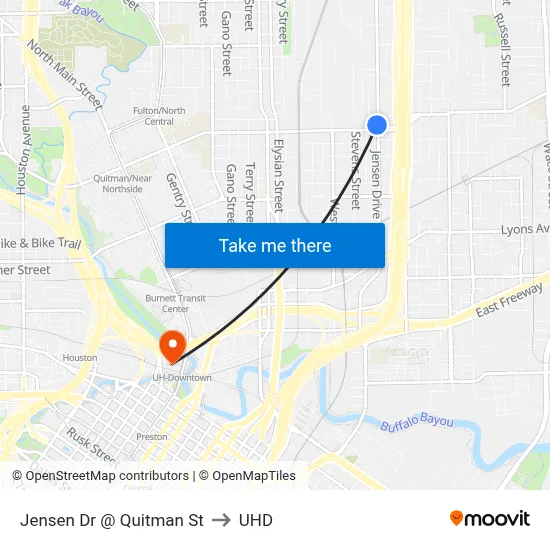 Jensen Dr @ Quitman St to UHD map