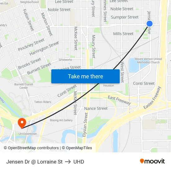 Jensen Dr @ Lorraine St to UHD map