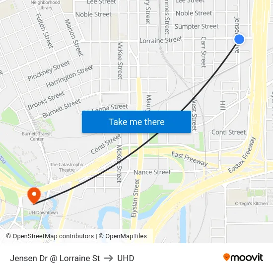Jensen Dr @ Lorraine St to UHD map