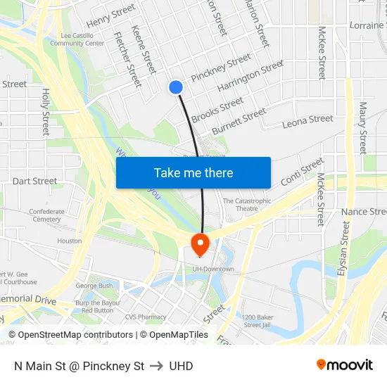 N Main St @ Pinckney St to UHD map