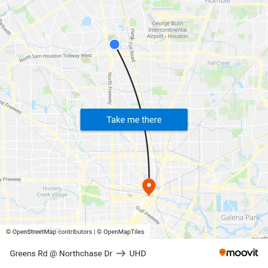 Greens Rd @ Northchase Dr to UHD map