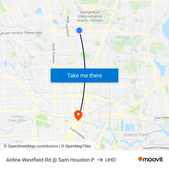 Aldine Westfield Rd @ Sam Houston P to UHD map