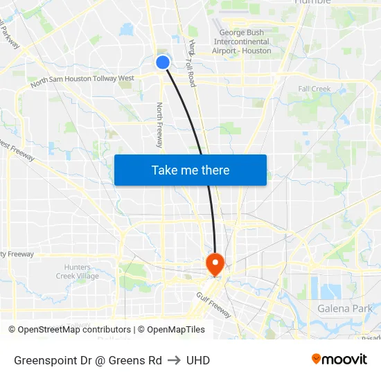 Greenspoint Dr @ Greens Rd to UHD map