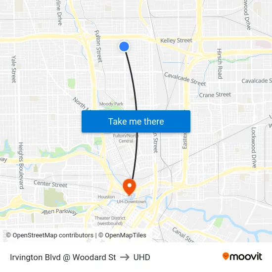 Irvington Blvd @ Woodard St to UHD map