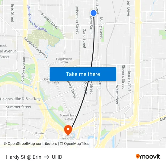 Hardy St @ Erin to UHD map