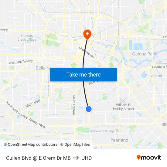 Cullen Blvd @ E Orem Dr MB to UHD map