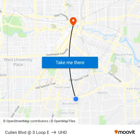 Cullen Blvd @ S Loop E to UHD map