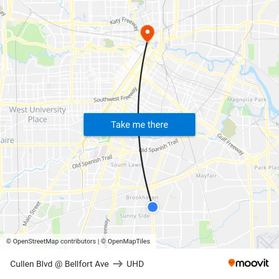 Cullen Blvd @ Bellfort Ave to UHD map