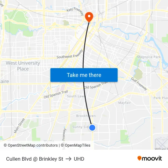 Cullen Blvd @ Brinkley St to UHD map
