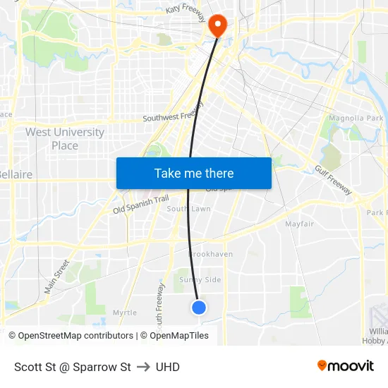Scott St @ Sparrow St to UHD map