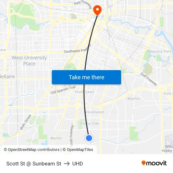 Scott St @ Sunbeam St to UHD map