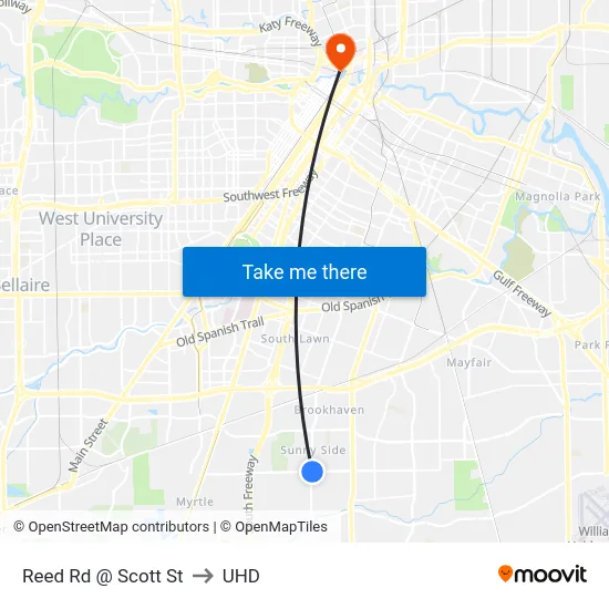Reed Rd @ Scott St to UHD map