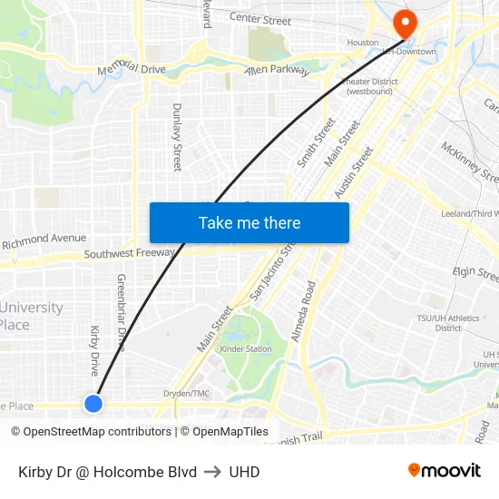 Kirby Dr @ Holcombe Blvd to UHD map