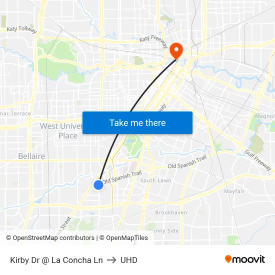 Kirby Dr @ La Concha Ln to UHD map
