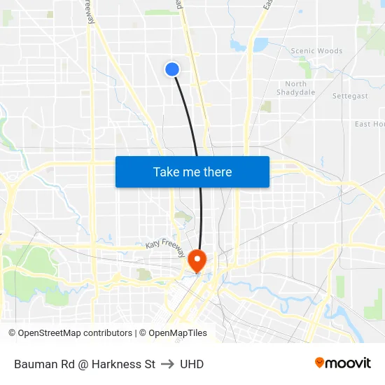 Bauman Rd @ Harkness St to UHD map