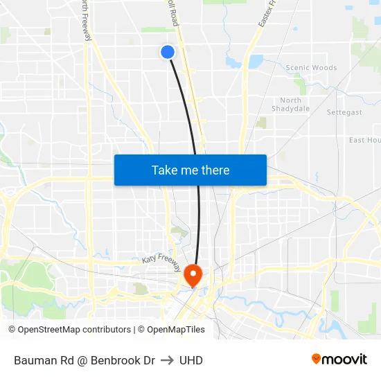 Bauman Rd @ Benbrook Dr to UHD map