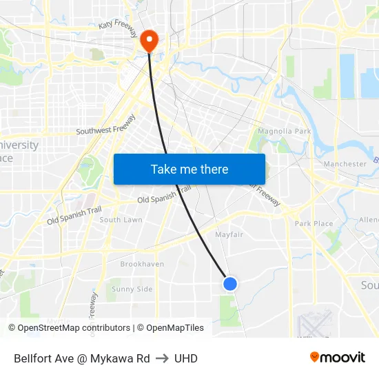Bellfort Ave @ Mykawa Rd to UHD map