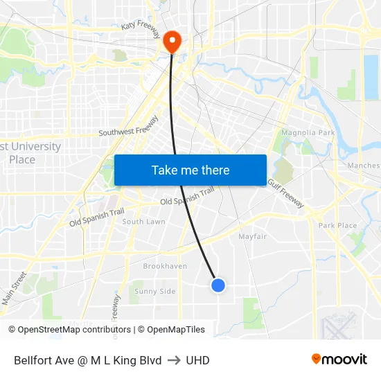 Bellfort Ave @ M L King Blvd to UHD map