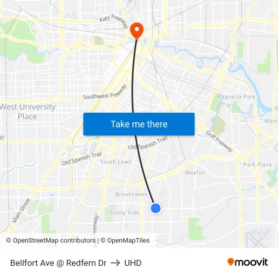 Bellfort Ave @ Redfern Dr to UHD map