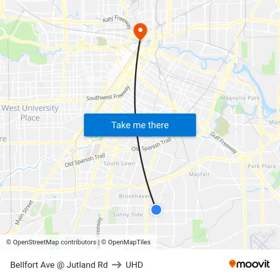 Bellfort Ave @ Jutland Rd to UHD map