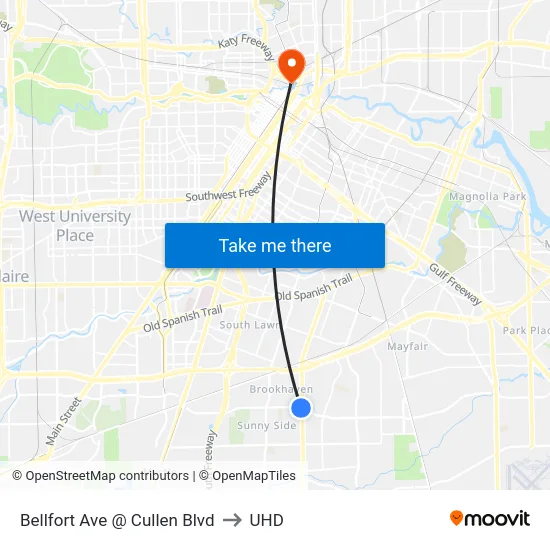 Bellfort Ave @ Cullen Blvd to UHD map