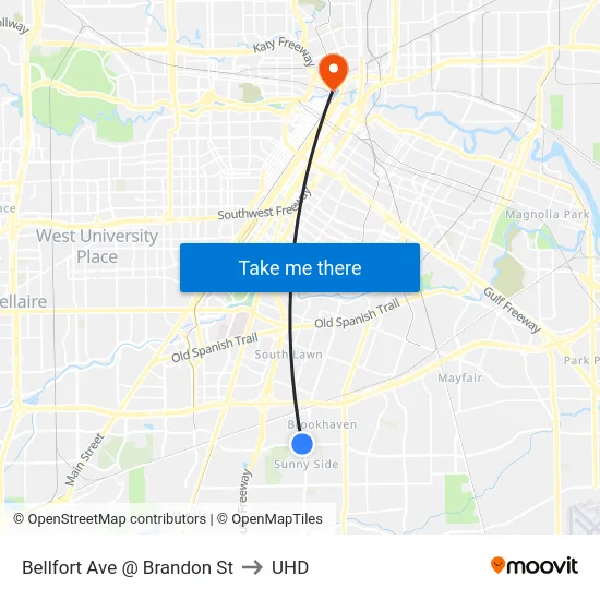 Bellfort Ave @ Brandon St to UHD map