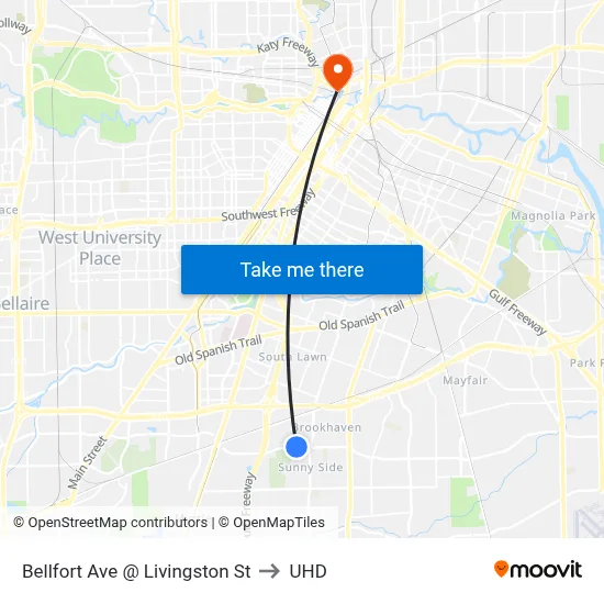Bellfort Ave @ Livingston St to UHD map