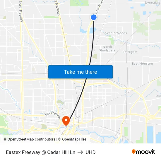 Eastex Freeway   @ Cedar Hill Ln to UHD map