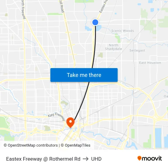 Eastex Freeway @ Rothermel Rd to UHD map