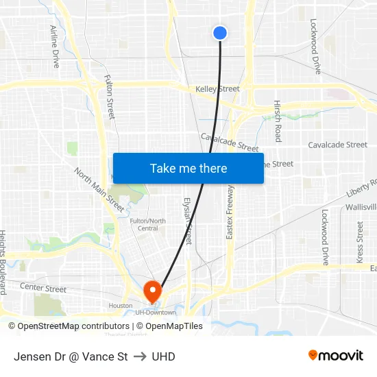 Jensen Dr @ Vance St to UHD map