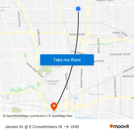 Jensen Dr @ E Crosstimbers St to UHD map