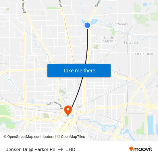 Jensen Dr @ Parker Rd to UHD map