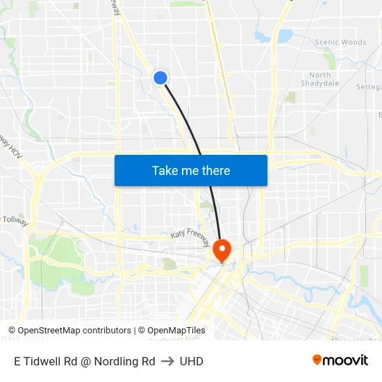 E Tidwell Rd @ Nordling Rd to UHD map
