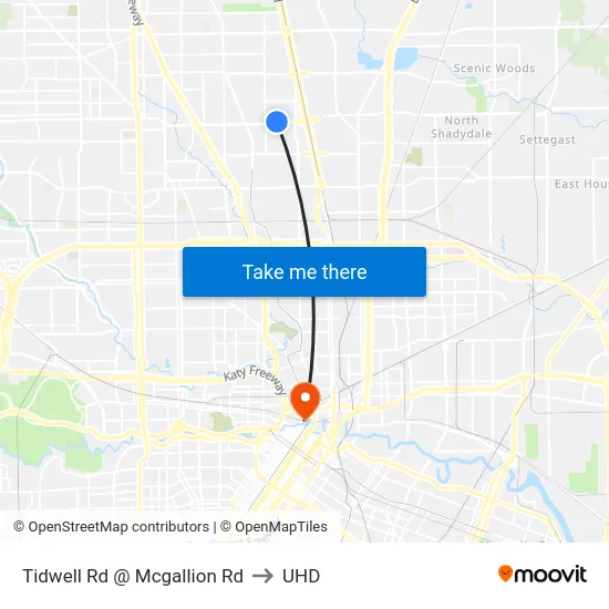 Tidwell Rd @ Mcgallion Rd to UHD map