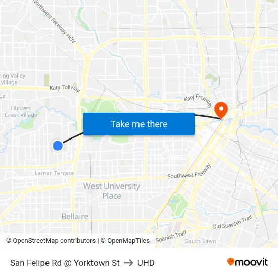 San Felipe Rd @ Yorktown St to UHD map