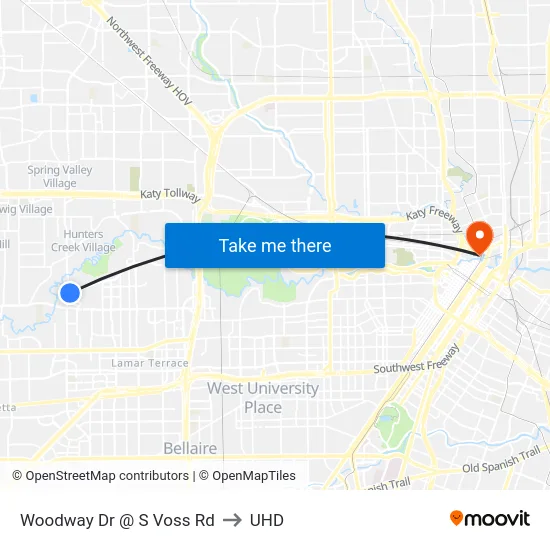 Woodway Dr @ S Voss Rd to UHD map