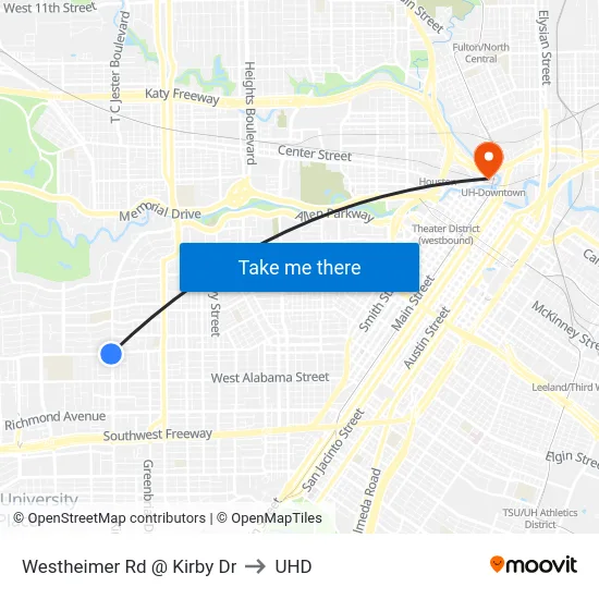 Westheimer Rd @ Kirby Dr to UHD map